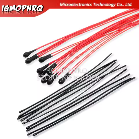 10PCS NTC Thermistor Thermal Resistor MF52B MF52D 10K 100K Probe strap wire B3950 B3435 1% 10CM Temp