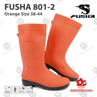 LOKAL FUSHA 801 ORANGE High Boots Anti-Slip Water Flexible Comfortable Light Local Rubber Plantation