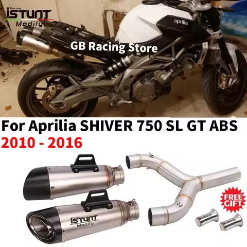 Full System Motorcycle Exhaust Escape Moto Double Muffler Slip On For Aprilia SHIVER 750 SL750 SHIVE