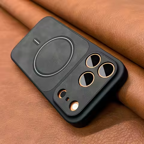 Luxury Artificial Leather Matte Magnetic Phone Cases for IPhone 13 14 15 16 17 17air Pro Max for Mag