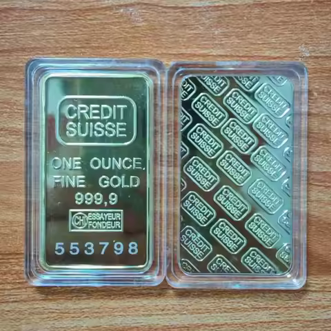 Copy 1 OZ Swiss Gold Bar Suisse Gold Bullion Bar 24K Gold Plated Ingot Sussie Gold Plated Bullions C