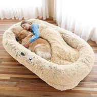 Human Dog Bed, 71''x45''x12'' Size Fits You and Pets, Washable Faux Fur Pet Bed for People Doze Off,
