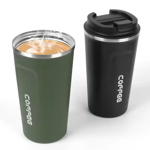 Thermo Cafe Coffee Mug Car Thermos Mug 510ML Leak_Proof Travel Thermo Cup for Tea Water Coffee Doubl