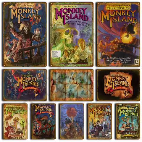 Classic Game The Secret of Monkey Island Metal Tin Signs Man Cave Home Room Cinema Bar Club Tin Sign
