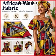 KANGNKA African Wax Fabric, Colorful Patterns 6 Yards Ankara Fabric,  Wax Printed Soft Material Cott