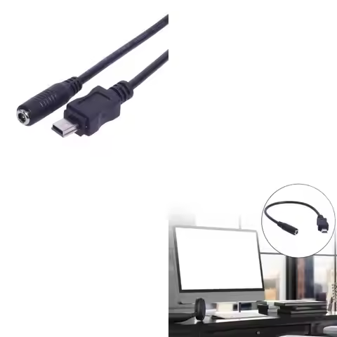 DC3.5x1.35mm Power Plug Female to Mini USB 5Pin Male Cable 0.2m 20cm