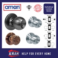 AMAN Big Rose Cylindrical Door Knob Lock Set Entrance Storeroom Privacy Knobset Door Lock Lockset Tombol Pintu SIRIM