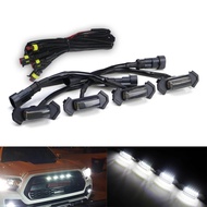 4Pcs Smoked Lens White LED Front Grille Light Assemblies With Wiring Harness Kit for Toyota Tacoma 2