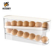 KOZEEY Eggs Organizer 2 Layer Storage Box Auto Rolling Egg Tray for Fridge Eggs