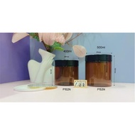 COMBO of 10 BROWN PET JARS 300G/400G/ 500G ALUMINUM LID WITH PLASTIC LID WITH LINING/ SEAL 89MM DK F