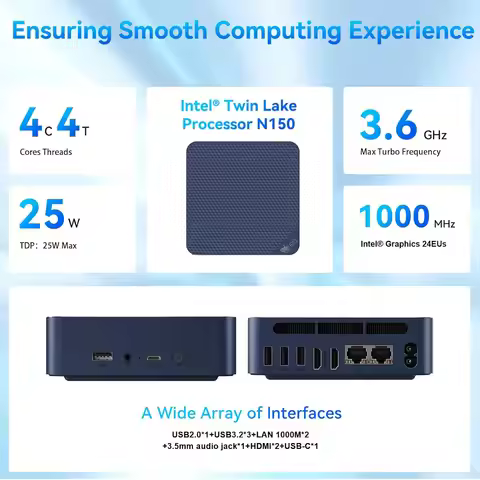 Beelink EQ14 Mini PC Twin Lake N150 up to 3.6GHz DDR4 3200MHz 16GB 500GB SSD Desktop Gaming Computer