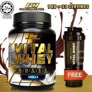 Vital Whey Halal 1Kg 24G Protein Isolate (Vanilla) - Jakim Halal+ Free Shaker Vs Hydro Whey