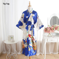 Bibrejoie Long bathrobe Satin for women Bridal gown Kimono gown