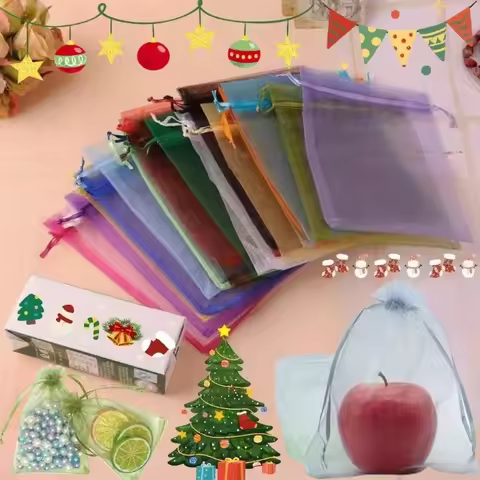 50/100pccs Multicolor Gift Drawstring Bag 15x20 20x30cm Organza Bags Gift Storage Christmas Candy We