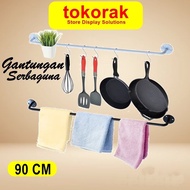 GANTUNGAN 90 CM BLACK MULTIPURPOSE HANGER COOKING UTENSILS HANGING RAIL WALL RACK KITCHEN UTENSILS H