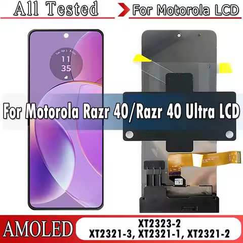 6.9" AMOLED For Moto Razr 40 Ultra LCD XT2321-3 XT2321-1 Display Screen Digitizer For Motorola Razr 