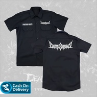 KEMEJA WORKSHIRT METAL band DEADSQUAD distro original short shirt - black short shirt METAL band DEA