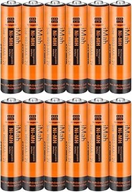 12-Pack iMah 1.2V 750mAh Ni-MH AAA Rechargeable Battery for Panasonic Cordless Phones Also Compatibl