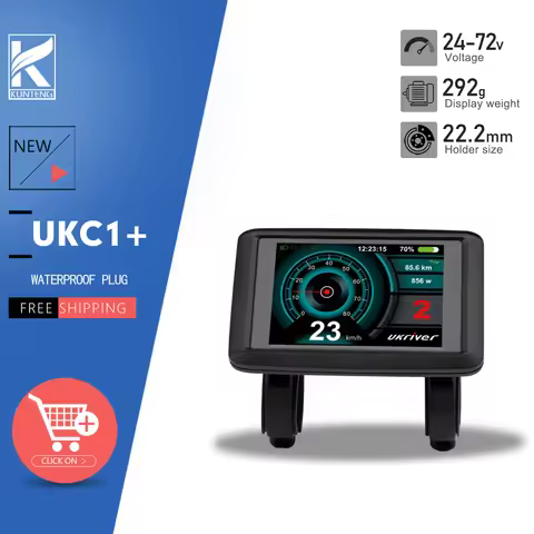 Electric Bike Display UKC1+ Panel Screen with SM/Waterproof Plug 24V36V48V/60V/72V Matching JN contr