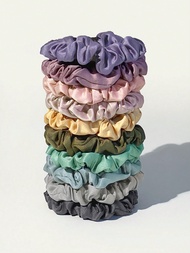 Bộ 10 dây buộc tóc satin kiểu Jaffa, dây buộc tóc đa năng làm từ lụa, phụ kiện tóc Hàn Quốc, dây buộ