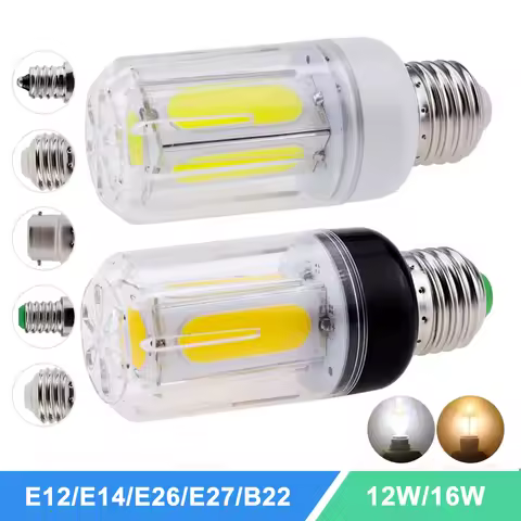 12W/16W LED COB Corn Light Bulbs E27 E14 E12 E26 B22 Energy Saving Bulb AC 85-265V Bright Table Lamp