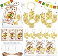 50pcs Gold Cactus Bottle Opener, Cactus Keychain Favors for Mexican Theme Party Decorations, Cactus 