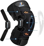 Hinged Knee Brace for Women/Men, Knee Braces for Knee Pain with GEL Patella Stabilizer, Plus Size Knee Brace with Removable Dual Side Stabilizers, Knee Support for Meniscus Tear,Relieves ACL,Arthritis