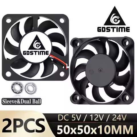 2PCS Gdstime 5cm 5010 5v 12v 24V Axial cooling Fan 50mm Ball Bearing 50x50x10mm PC Laptop Computer C