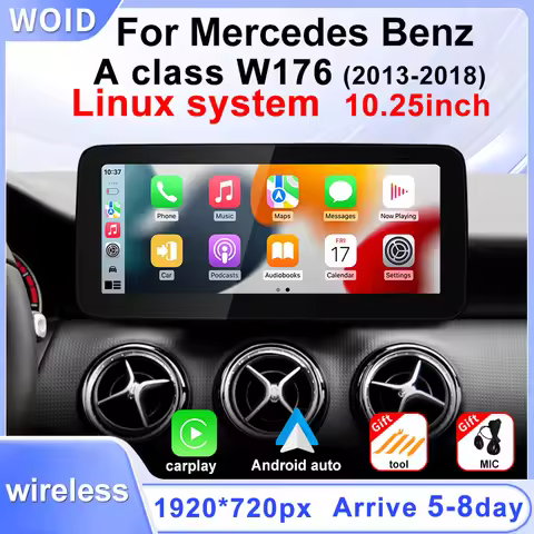 Wireless Carplay Android Auto TouchScreen 10.25'' For Mercedes Benz A Class W176 A200 A180 A220 Car 