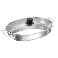 Stainless Steel Cooking Pan Stainless Steel 304  35cm with Glass Lid / Panci Stainless Steel 304 Tut