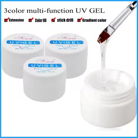 15Ml Nail Extension 3 colors Poly UV Gel,Transparent/ Pink/White Gel For DIY Nail Art,Multi-function