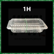 Ready Stock 1H Plastic Clear Food Container GO-1H Plastic OPS Container Tray 100's Disposable Contai