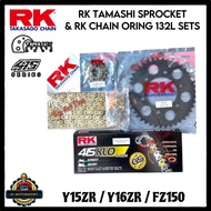 COMBO SETS RK TAMASHII 415 Y15ZR Y16ZR  Carbon Steel Black Sprocket Sets Siap with rantai 132L ORING