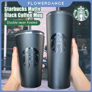 473ml / 710ml Reusable Starbucks Tumbler Cold Cups Tumbler Plastic Tumbler With Straw Plastic Double Layer Matte Black Starbucks flowerdance