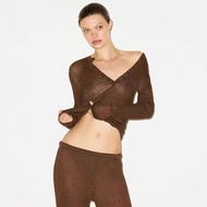 SKIMS Thin Transparent Ribbed Knitted Henley Shirt