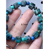 凤凰石（硅孔雀石）方块手串8.7mm珠子送证书 Squared Chrysocolla Bracelet 8.7mm Free Certificate