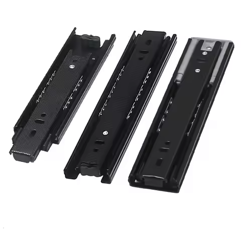 KK&FING 8" Cold Rolled Steel Drawer Buffer Slides Soft Close Drawer Track Rail Sliding Three-Section