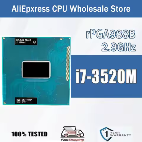Intel Core i7-3520M SR0MT Processor Dual-Core Socket G2 / rPGA988B i7 3520M Laptop CPU 2.9GHz 4M 35W