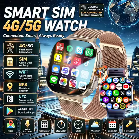 2026New 5G/4G SIM Card Small Fast Internet Smart Watch Rotate Camera 32GB ROM NFC GPS WiFi Voice Cal