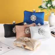 Pleated Design Loose Pink Small Square Bag Flash Diamond Lipstick Portable Dinner Bag Sunflower Stor