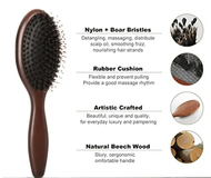 NATUREHIKE Cherry Boar-Bristle Hair Brush หวีขนหมูป่าแท้ หวีขนม้า อิสลามใช้ได้ ด้ามไม้เชอรี่ ขนแปรงผ