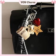 Coffee Charm Keychain & Cute Heart Star, Backpack Charm Beautiful Accessories - Voncharm