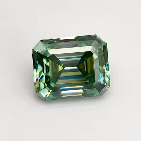 Top Light Green 0.8-5.0ct Emerald Cut 3EX Moissanite Stone with GRA Certificate Pass Diamond Tester 