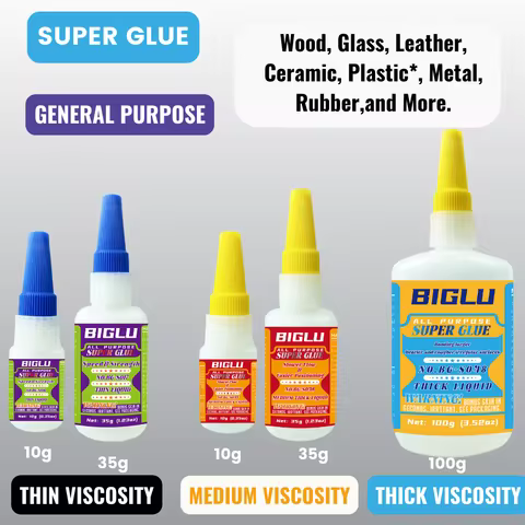 General Purpose Thin Medium Thick Liquid Super Glue Premium CA Adhesive Quick-Bonding for PVC Wood M