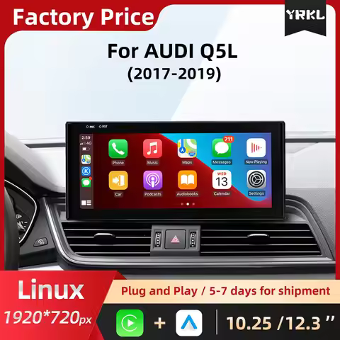 Linux For AUDI Q5L Central Monitor Touch Screen Wireless Carplay Android Auto Car Radio Multimedia V
