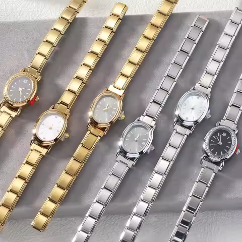 Y2k Fashion Men Women DIY 9mm Width Italian Elastic Charm Stainless High Quality Oval Watch Bracelet