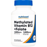 Nutricot Methylated Vitamin B12 + Folate (2,000 mcg) 120 capsules - Vitamin B12 1,000 mcg + Methyl F