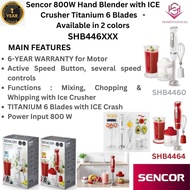 Sencor 800W Hand Blender with ICE Crusher Titanium 6 Blades   - Available in 3 colors