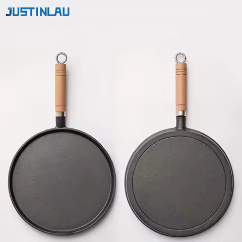 JUSTINLAU 20/26cm Cast iron Flat-bottomed Pan Non-stick Frying Pans Barbecue Baking Pan Steak Pancak