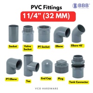 [ 1 1/4" / 32 MM ]BINA PVC Pipe Fittings/PVC Connector/Paip Sambung /Elbow Tee Socket Valve Plug Cap